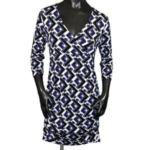Attention Knee Length Geometric Pattern Dress Womens Size Small 3-4 Sleeve